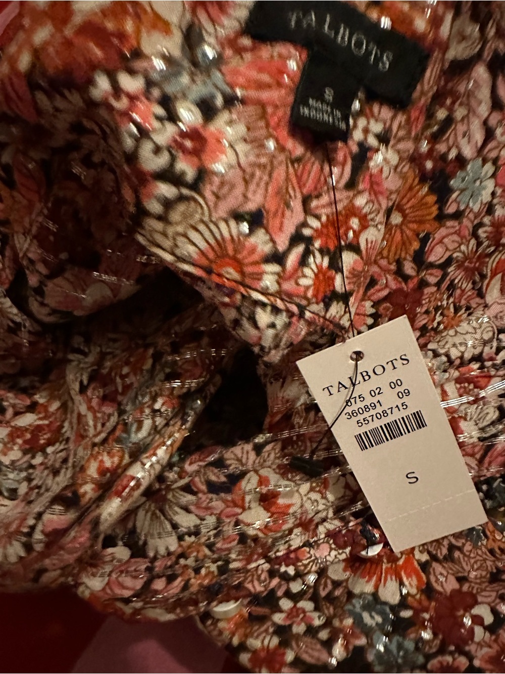 Talbots Floral Peasant Blouse Size Small - Picture 3 of 8